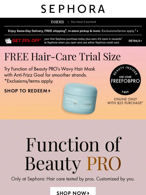 Attention, please 📣 Function of Beauty PRO is now exclusively at Sephora.