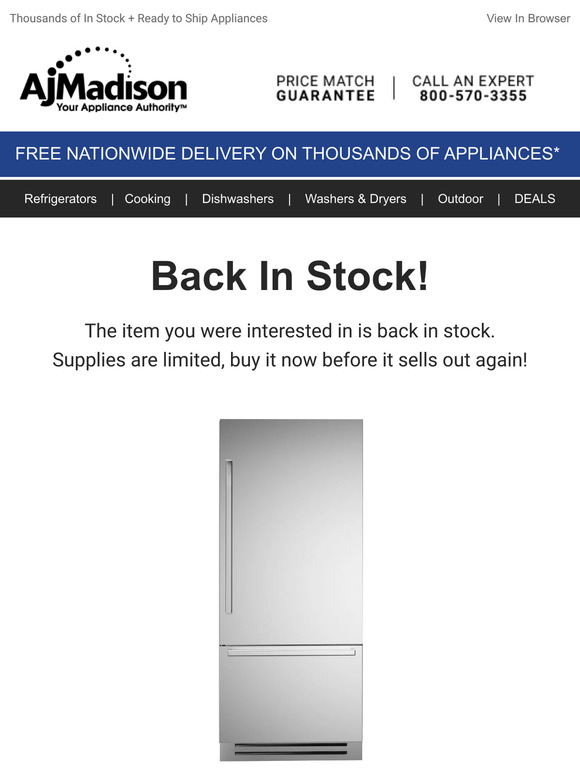 Aj Madison Back in stock! Bertazzoni Master 36 Inch Built In Bottom
