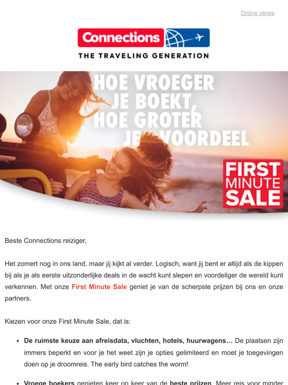 First Minute Sale l Hoe vroeger je boekt, hoe groter je voordeel!