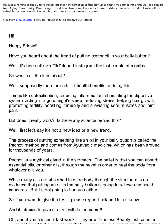 DeRose Health Castor oil and your belly button Milled