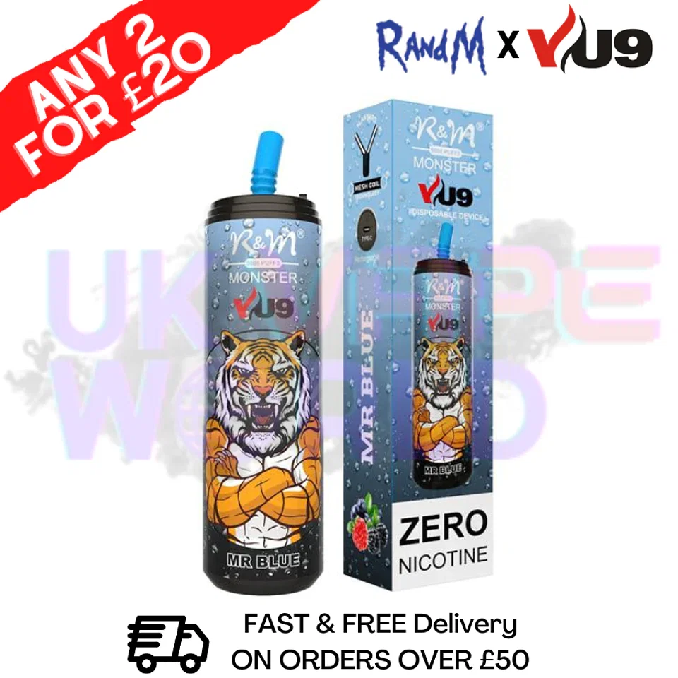 0% RandM X VU9 Monster 9000 Puff 9K Bar R and M Vape Pen Kit