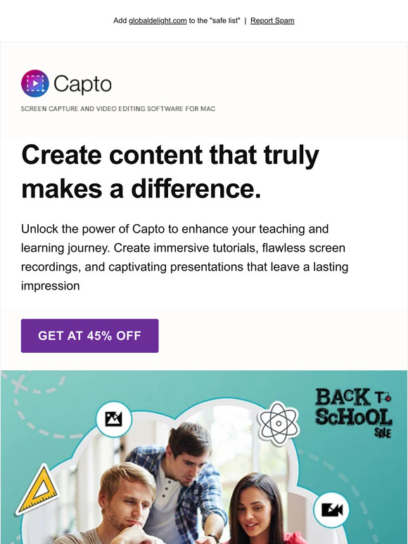 Back to School Sale: Easy screen recording and video editing with Capto | Now at 45% off! 🤩