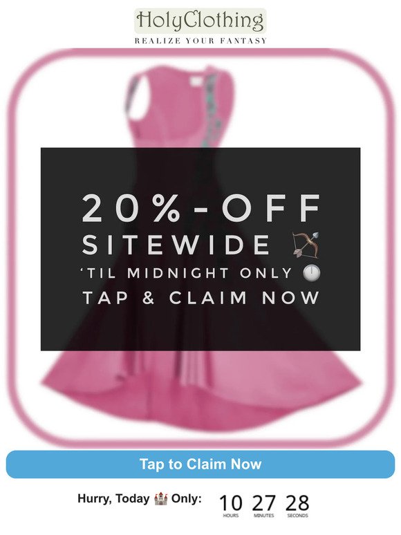 20%-Off Sitewide 🏹 'Til Midnight  🗡🏰
