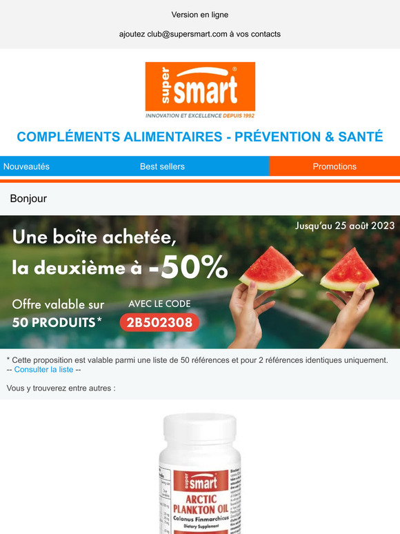 50% sur la 2ème boite