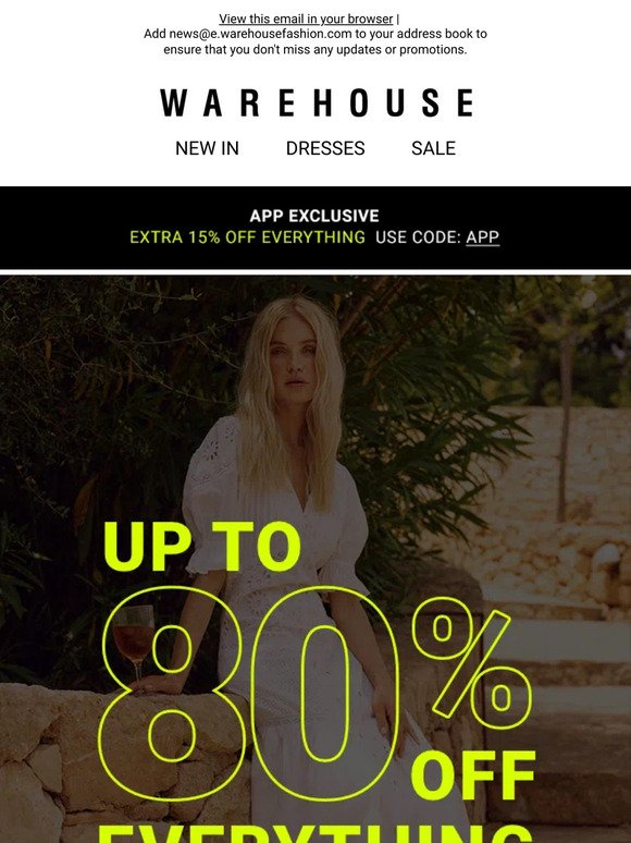 Sale continues | Up to 80% off everything