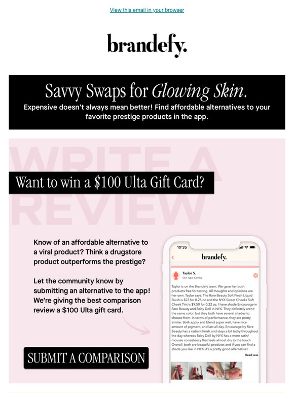Brandefy 100 Ulta Gift Card? Milled