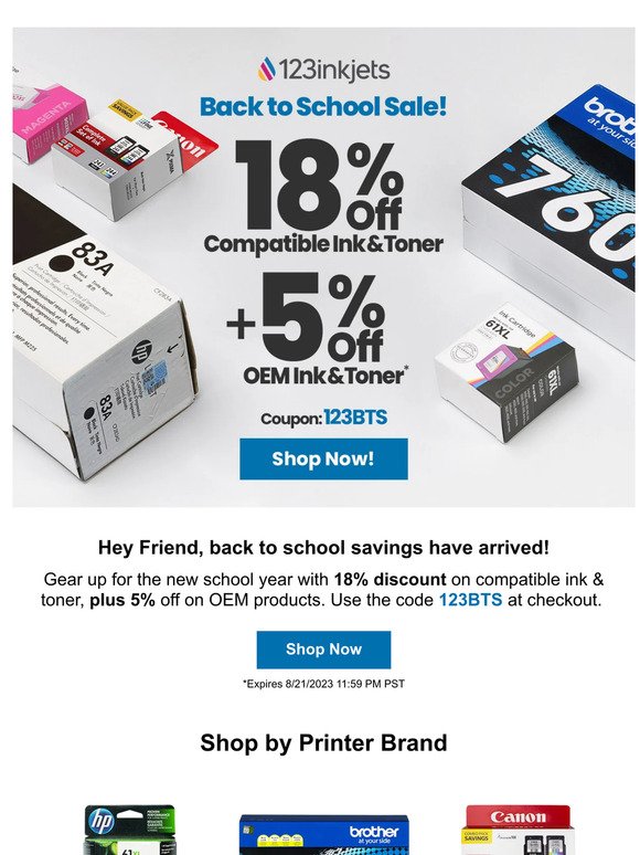 Limited Time Only: 18% Off Compatible Ink