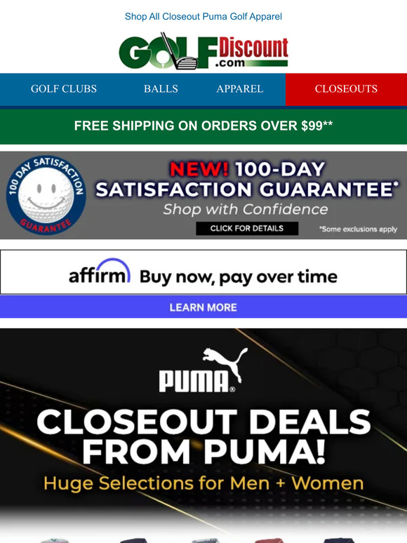Save on Closeout Puma & Adidas Golf Apparel