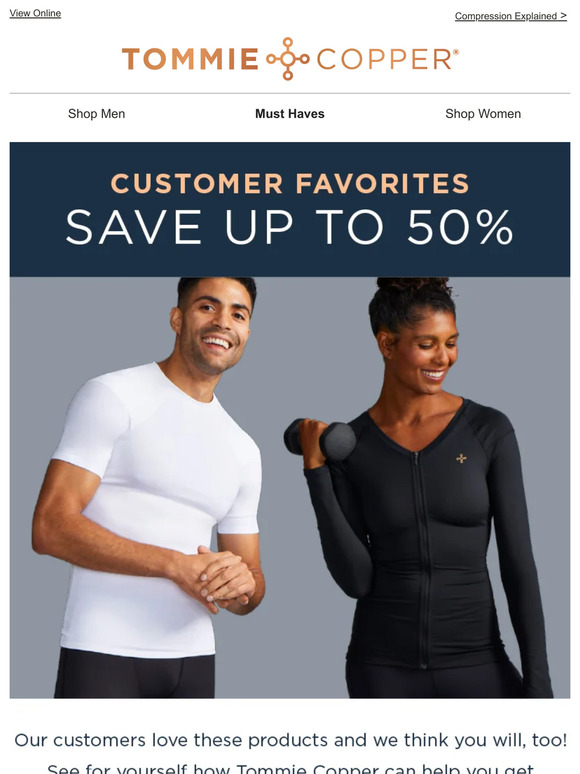 Tommie Copper Your Favorite Tommie Copper Products are ON SALE Milled