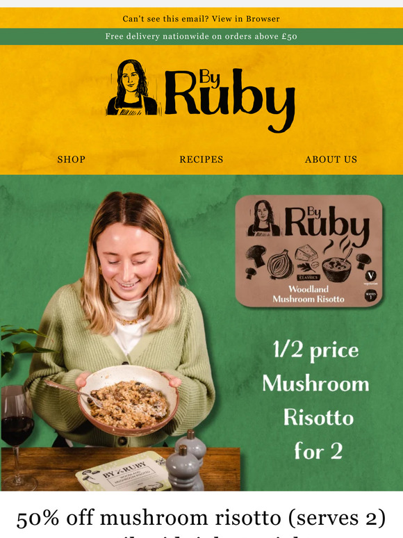 🙌50% off mushroom risotto (serves 2) until midnight tonight 🙌