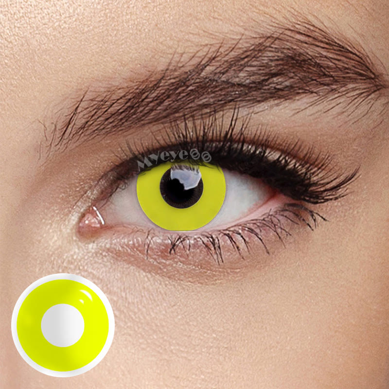 MYEYEBB Yellow Block Prescription Cosplay Colored Contact Lenses