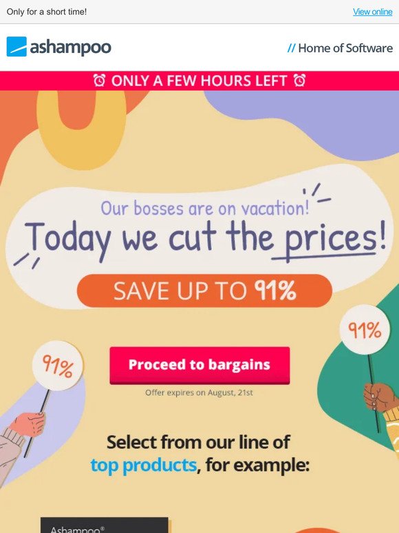 Only a few hours left - Save up to 91%
