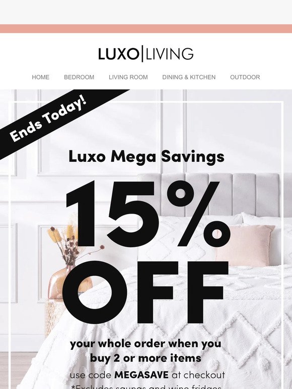 [LUXO MEGA SAVINGS] Buy 2 Items, Save 15% | Final Day!