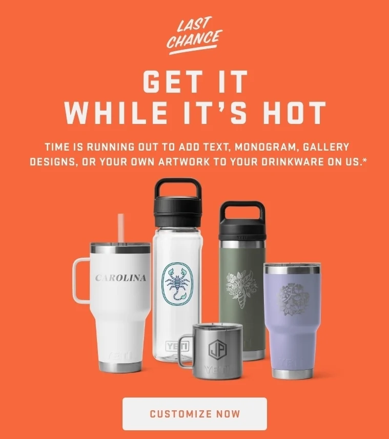 YETI Free Customization Ends Soon Milled