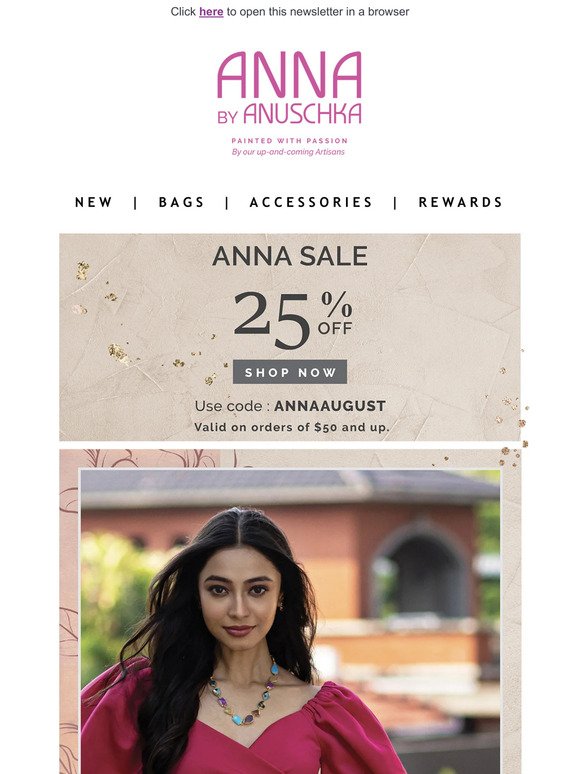 The Sale You Can't Miss I 25% off Anna