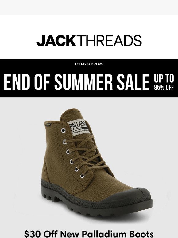 Kick Up Your Savings: $30 Off New Palladium Boots + Final Hours for $30 Off Your Purchase Sitewide