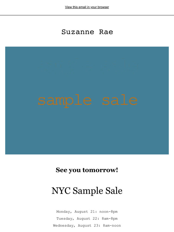 NYC Sample Sale Starts Tomorrow!
