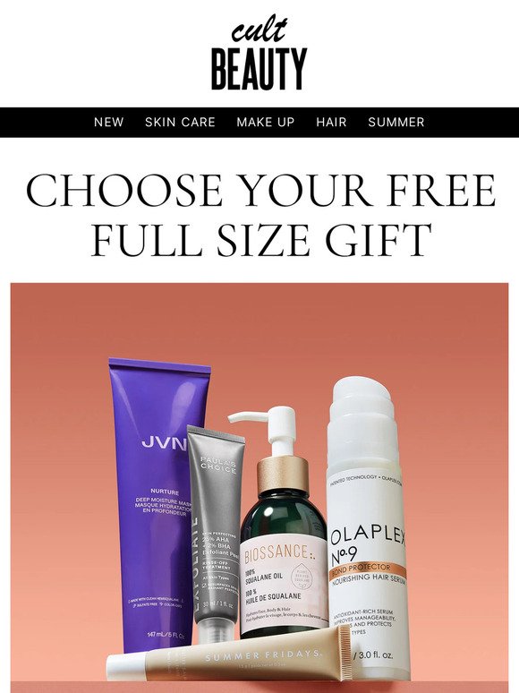 Choose your FREE full size beauty gift