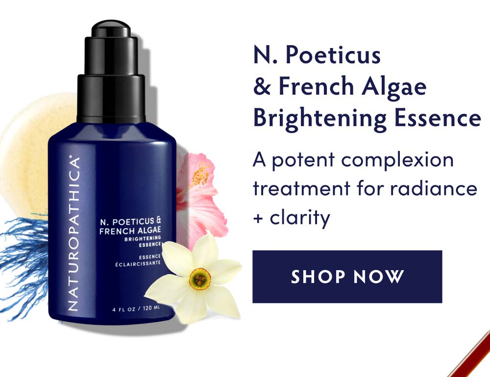 N. Poeticus & French Algae Brightening Essence. A potent complexion treatment for radiance + clarity.