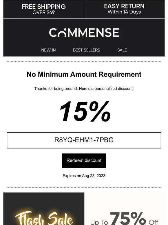 Commense: 😍𝐄𝐱𝐭𝐫𝐚 𝟏𝟓% 𝐎𝐟𝐟 𝐨𝐟 𝐒𝐢𝐭𝐞𝐰𝐢𝐝𝐞 + 𝐅𝐥𝐚𝐬𝐡 𝐒𝐚𝐥𝐞 | Milled