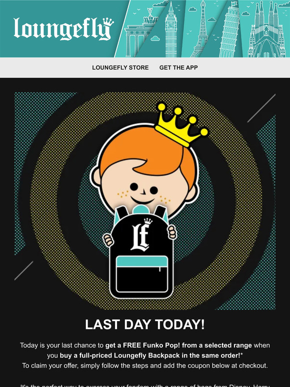 Funko Last day to get a FREE Pop! when you buy a Loungefly backpack