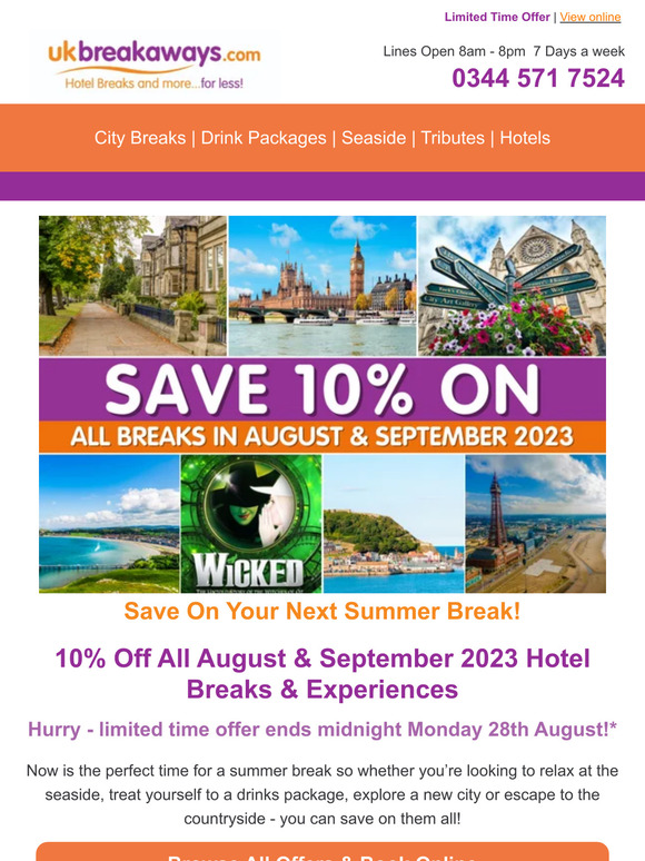 UK Breakaways Save On Summer Breaks! Milled