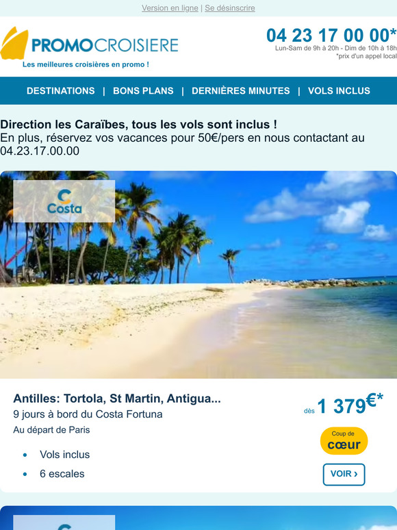 🌴 Early Booking | Croisières + vols inclus pour des vacances aux Caraïbes !