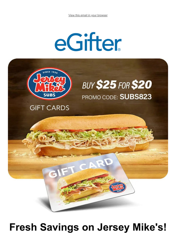 Jersey mike's best sale gift card