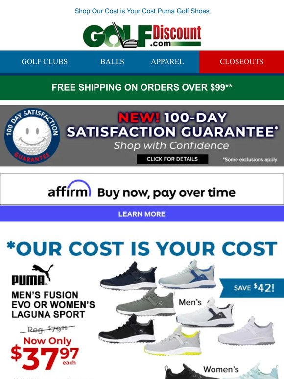Save $42 on Select Men's & Women's Puma Golf Shoes