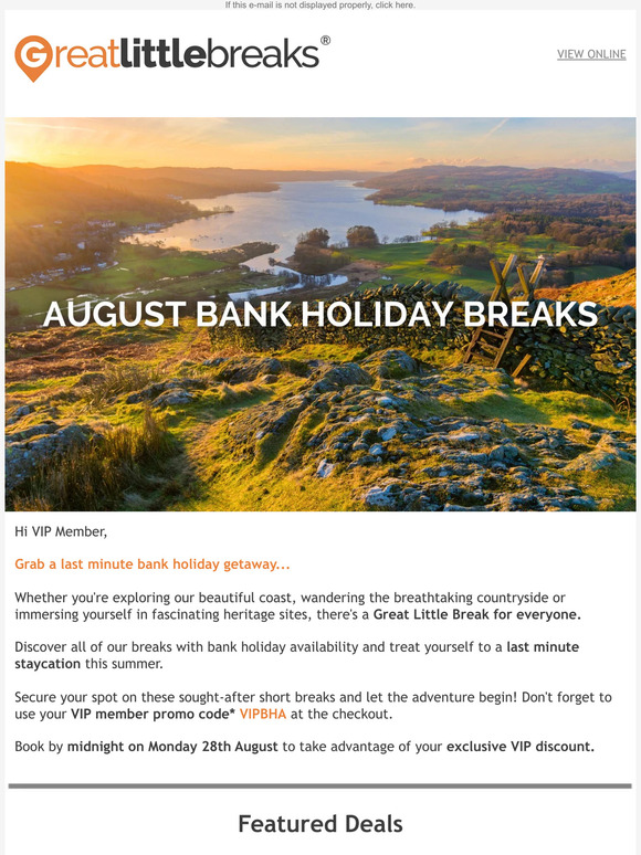 Bank Holiday Deals | 2 night breaks from just £110pp!