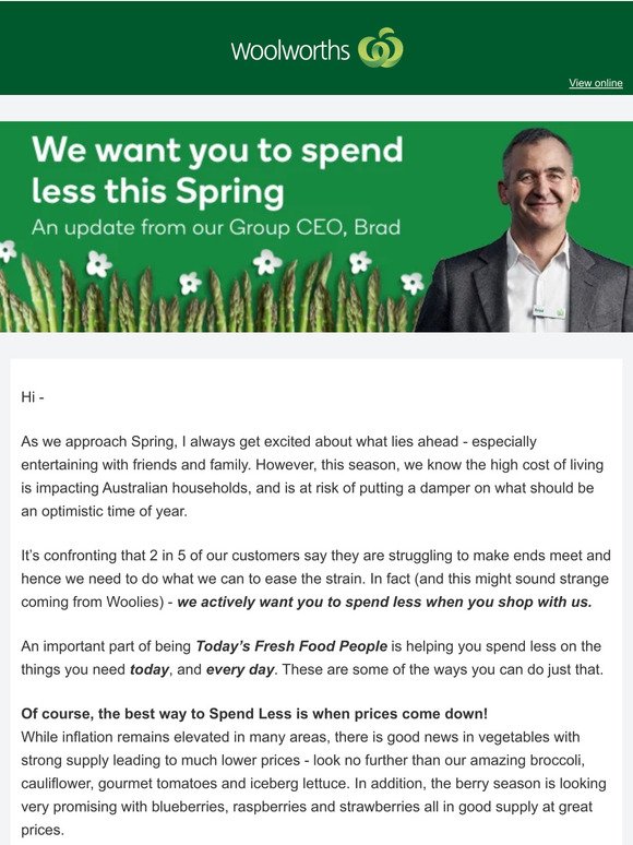 Helping you Spend Less at Woolworths this Spring