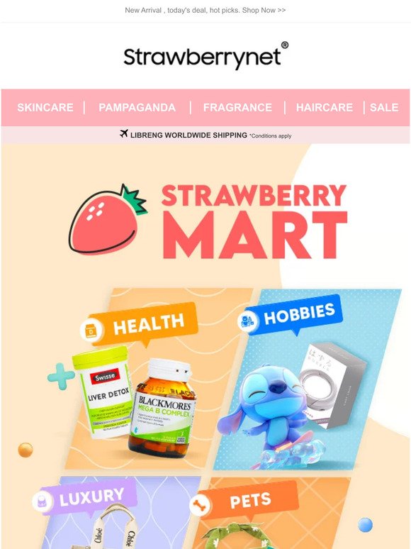 📢 Grand Opening 🍓StrawberryMart official launch ✨ Health products, luxury, hobbies & toys, fashion! Fully experience one-stop online shopping fun!