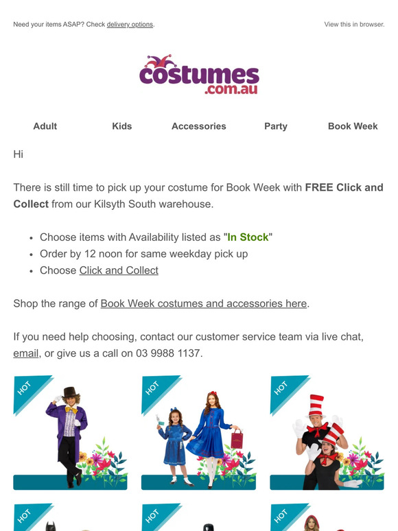 Click and collect your Book Week costumes and