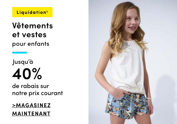 Clearance Kids'  Clothing & Jackets Up to 40% off the original price