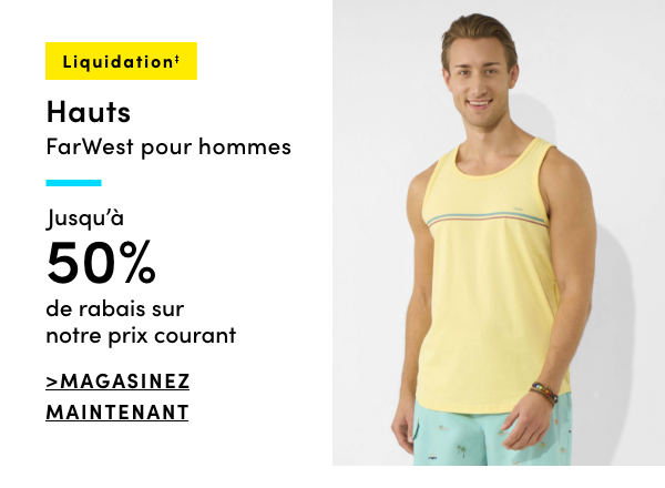 Clearance Men's FarWest Tops Up to 50% off the original price