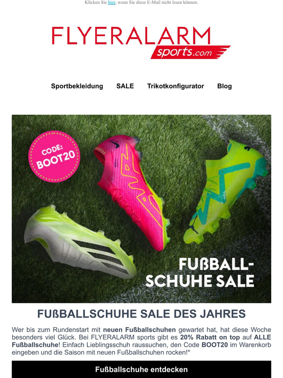 20% Rabatt zusätzlich auf ALLE Fußballschuhe!