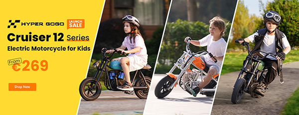 Hyper GOGO Cruiser 12 Plus Electric Motorcycle for Kids, 12 x 3 Tires,  160W, 5.2Ah, Bluetooth Speaker, LED Lights - Orange 