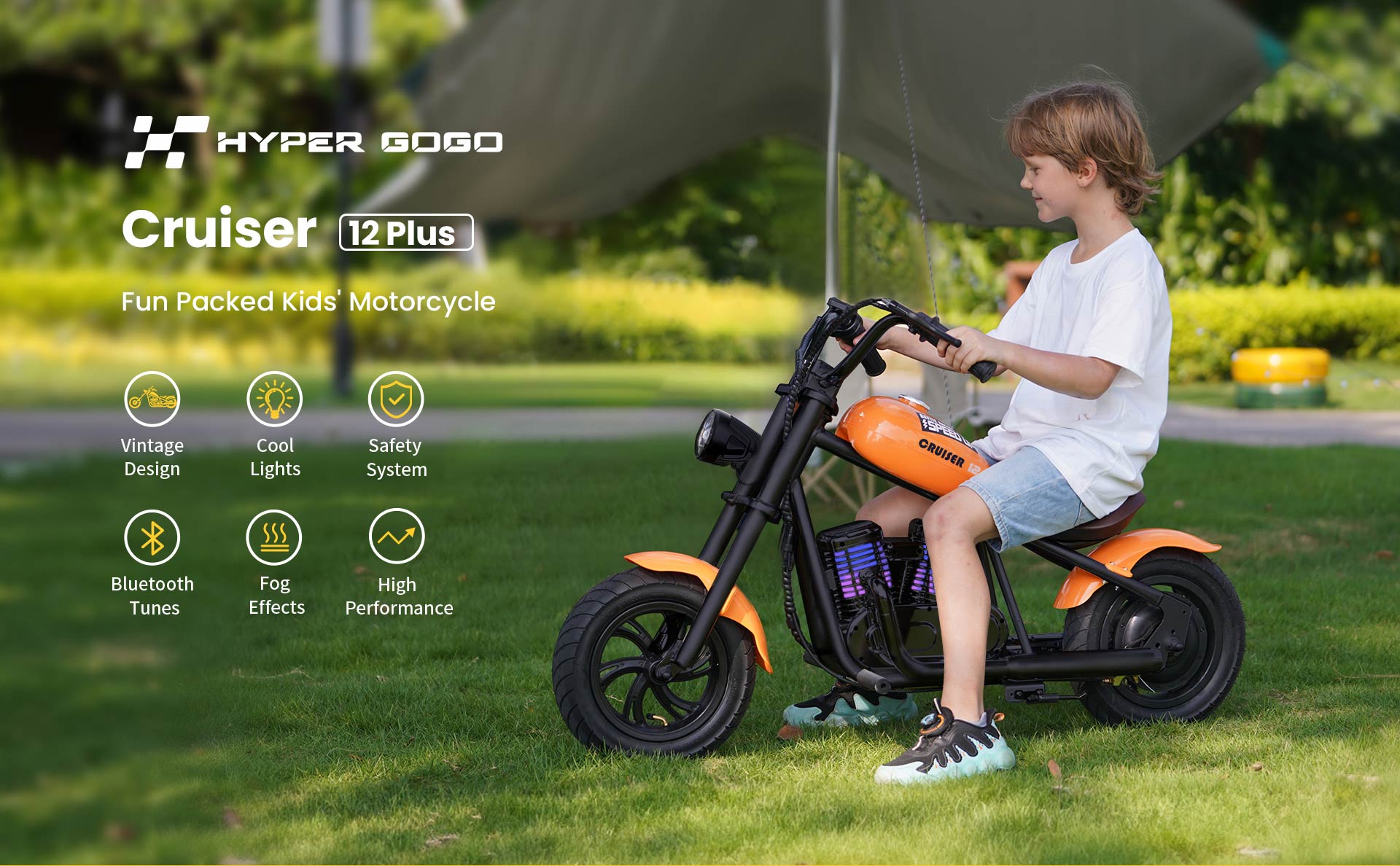 Hyper Gogo Cruiser 12 Plus Electric Motorcycle for Kids Black/Without Ride on Toys