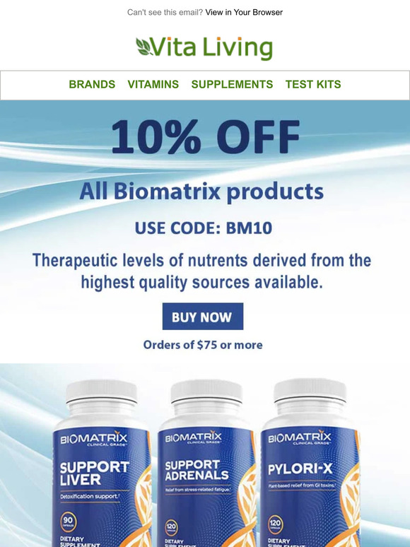 Save Now! 10% off Biomatrix Supplements