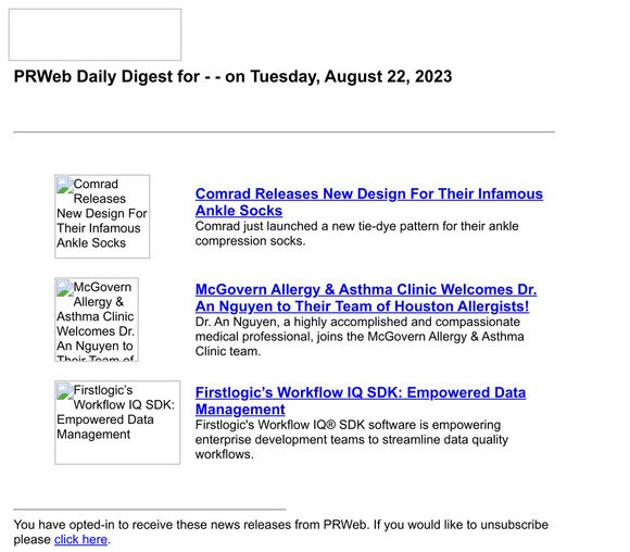 PRWeb Daily Digest for — — on Tuesday, August 22, 2023