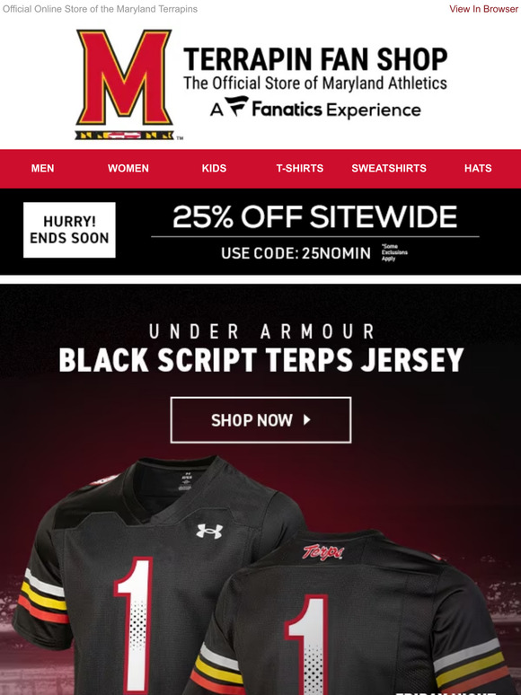 Under Armour Men's Maryland Terrapins Stefon Diggs #1 Black Replica  Football Jersey