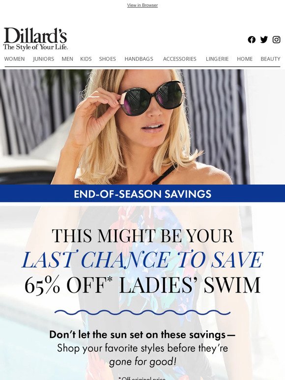 Ladies' Swim 65% Off — Last Chance to Save!