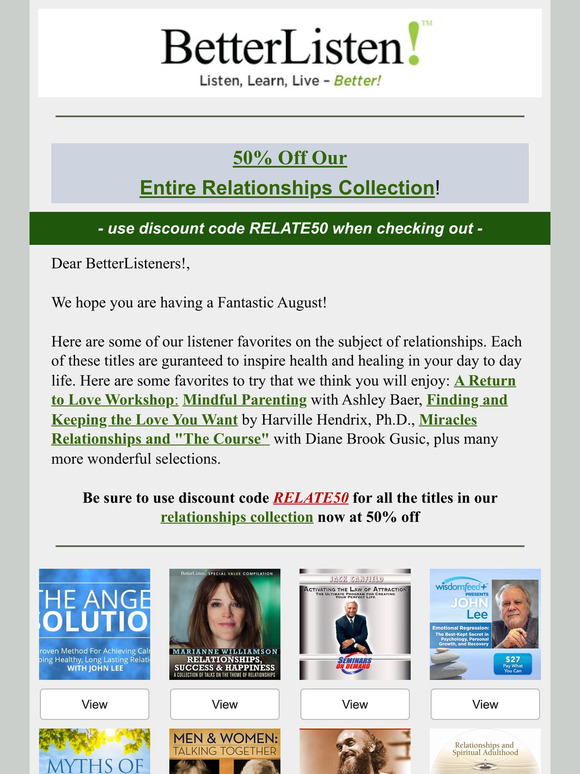 Relationships Spotlight: A Return to Love Workshop: with Marianne Williamson plus many of your favorites...