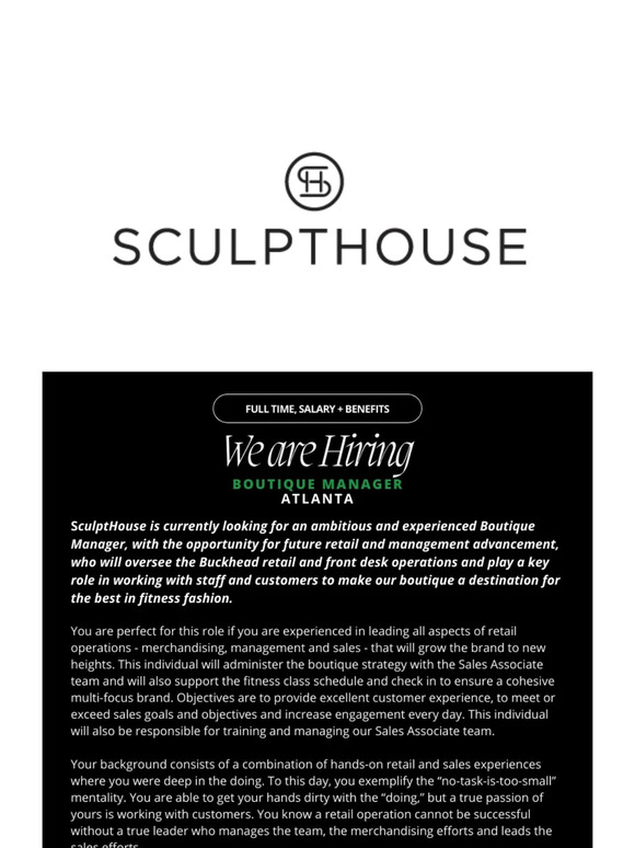Now hiring: Boutique Manager, Atlanta