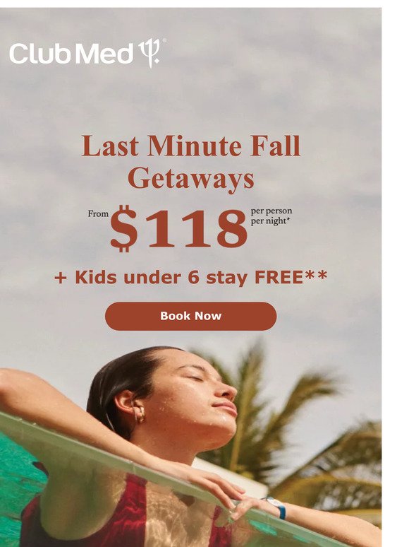 All Inclusive Fall Vacations From $118 pp/night!