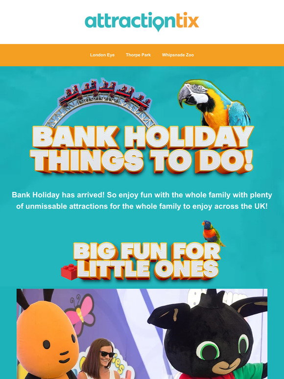 Attractiontix Bank Holiday Things to Do! 🤩 Milled
