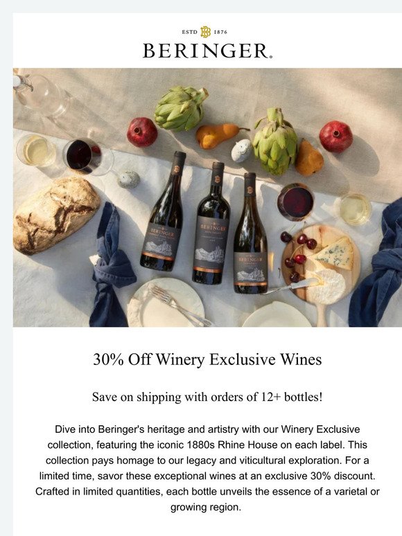 Dive into Legacy | 30% Off Winery Exclusive Wines