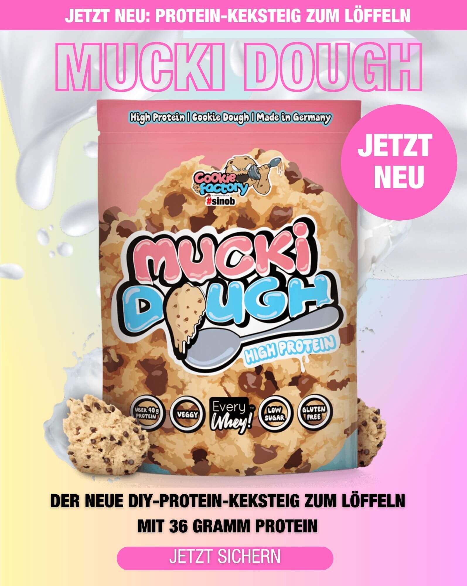 sinob: JETZT NEU: Mucki Dough - der Protein-Keksteig | Milled