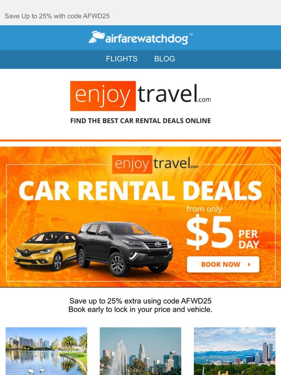 Car Rental Deals from $5/Day - Use Code AFWD25 To Save Up to 25%