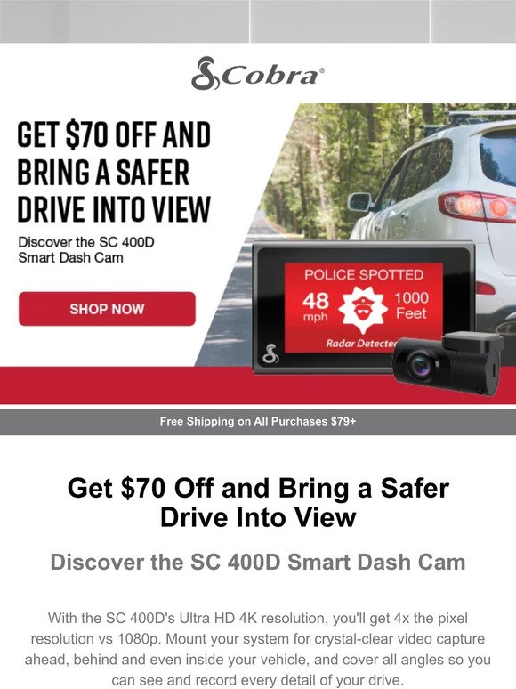 Get $70 Off and Bring a Safer Drive into View